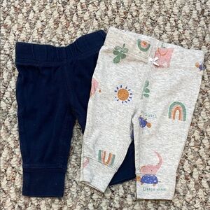 Baby Pants Set - Navy and Patterned